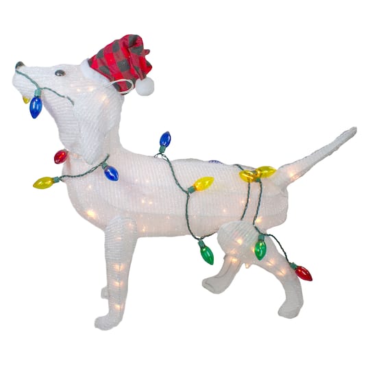 3ft. White Lighted Standing Dog Christmas Decoration